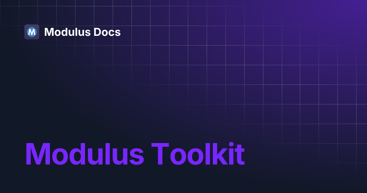 Modulus Toolkit | Modulus Docs